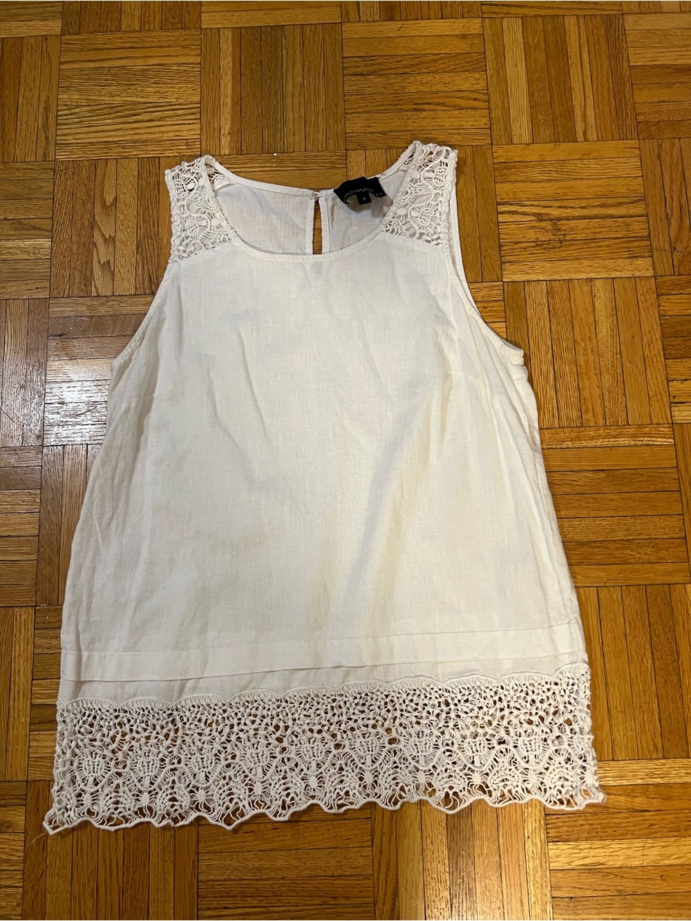 Y2K Coquette Cynthia Rowley White Crochet-Trim Tank size small